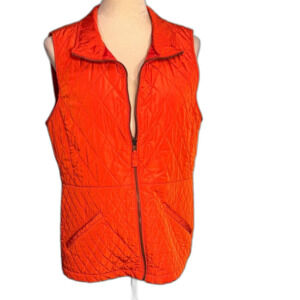 Talbots orange quilted vest with pockets Size M